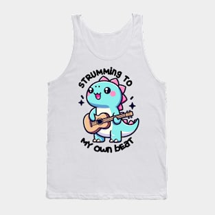 "Strumming to My Own Beat" T-Rex Guitarist Tank Top